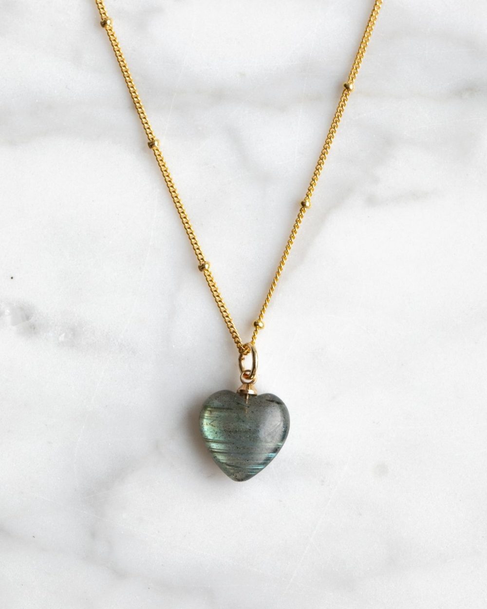 Kette "Amora" - Labradorit (Blaugrün)